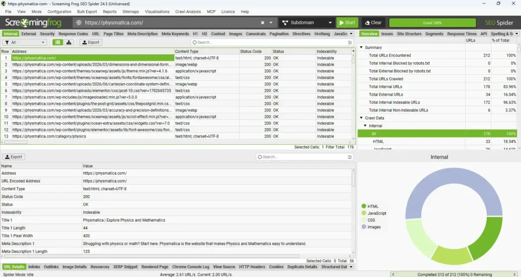 We do technical SEO audit on screaming frog as it is made for this task and has lot of filters to dig deep into the right issues.